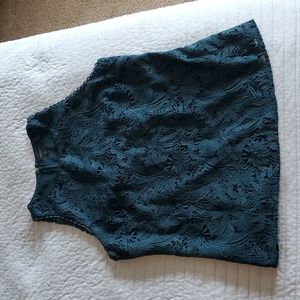 ann taylor dark green lace top with lining size 12